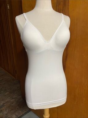 Seamless White Shaping Camisole built in bra soft padding L XL